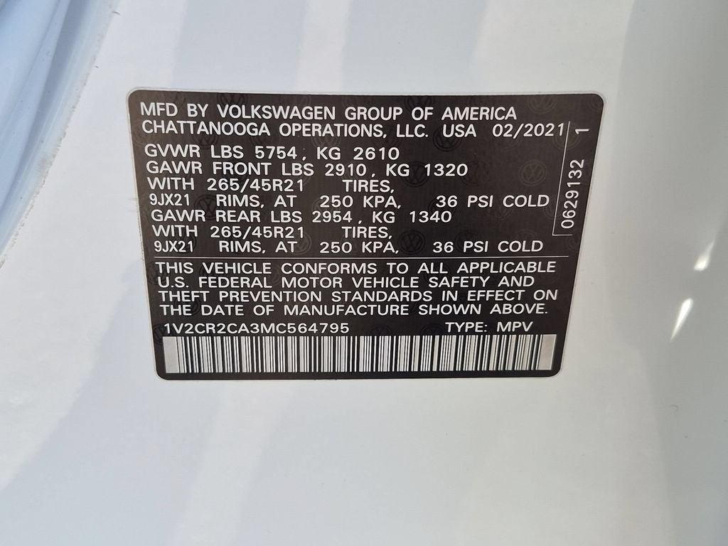 2021 Volkswagen Atlas 3.6L V6 SEL R-Line