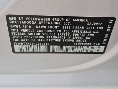 2017 Volkswagen Passat R-Line w/Comfort Pkg