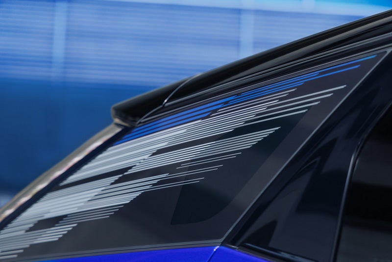 Close-up of the Modern Pattern on the 2026 OPTIQ-V Rear Quarter Glass | Cadillac of Laguna Niguel in Laguna Niguel CA